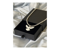 Коралі з голубкою, намисто біле, перли на шию, подарунок для жінки | ogoloshennya.com.ua - 4