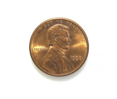 #654 США 1 цент 1990 Лінкольн Цент (без мітки монетного двору)
