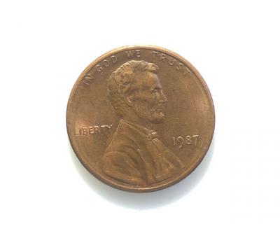 #672 США 1 цент 1987 Лінкольн Цент (Без мітки монетного двору)
