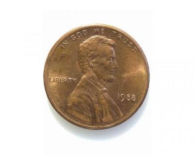 #673 США 1 цент 1988 Лінкольн Цент (Без мітки монетного двору)